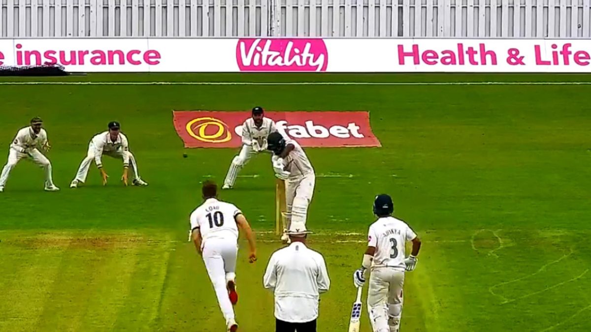 Yorkshire pacer Ben Coad in action on day one of the County Championship fixture against Leicestershire, who lost their first seven wickets for 15 runs 