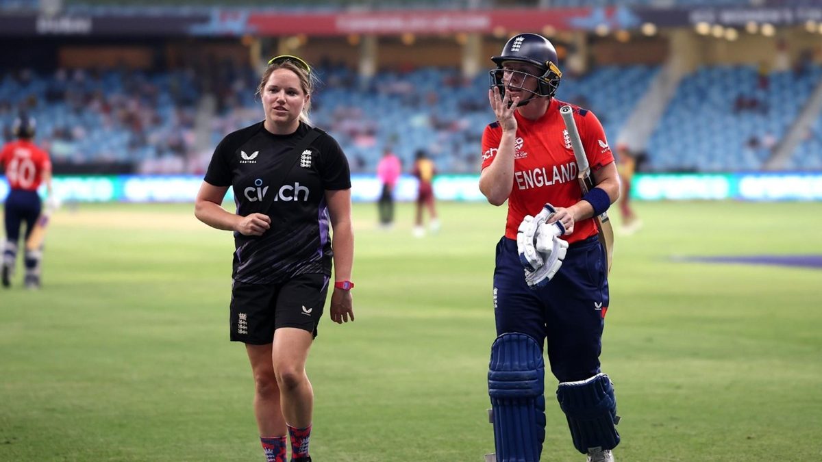 Heather Knight limps off the field during England's final group game of the 2024 Women's T20 World Cup