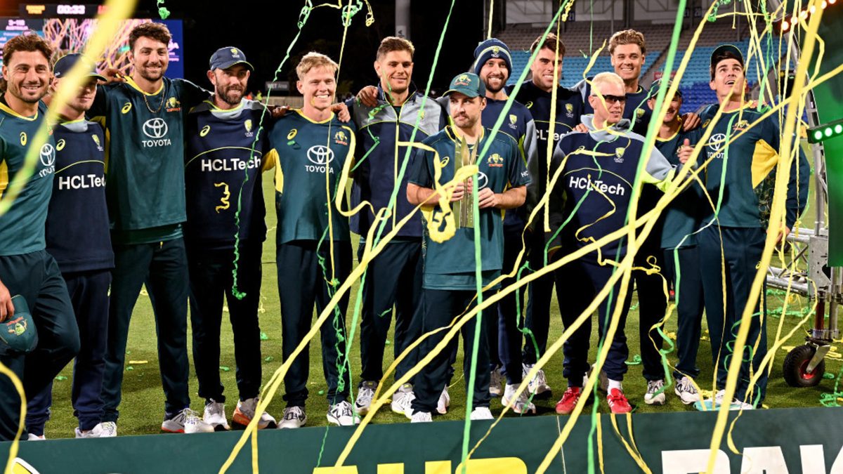 Australia celebrates after beating Pakistan 3-0 in the 2024 T20I series