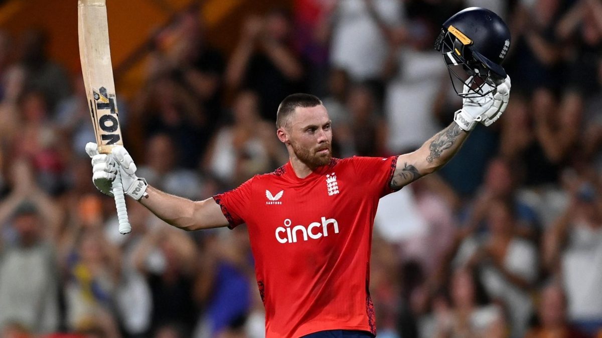 Phil Salt celebrates his third T20I century for England, putting him high up the all time list