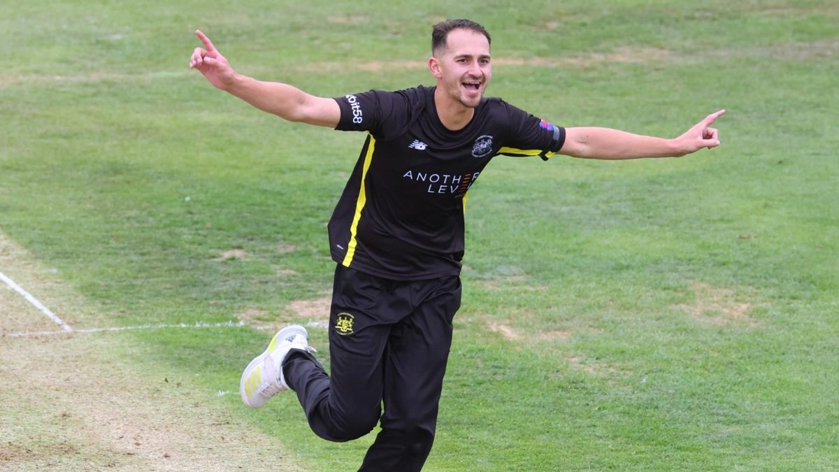 Zaman Akhter celebrates taking a wicket during the 2024 One Day Cup